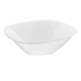 Plastic Bowl PS Crystal Hard "Square" 1250ml Ø21cm (3 Units) 