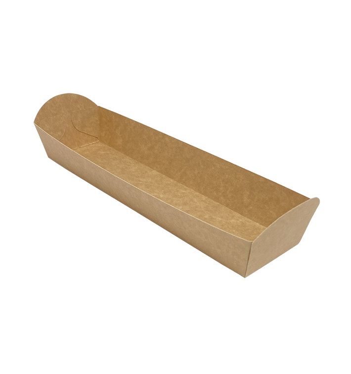 Kraft Baguette Tray 500ml 24,8x6cm (500 Uds) Kraft Baguette Tray 500ml 24,8x6cm (500 Uds)