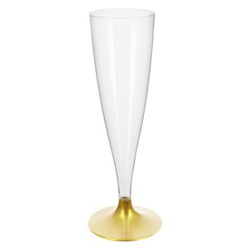 Reusable PS Champagne Flute Gold Foot Cava 140ml 2-P (20 Units)