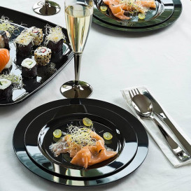 Plastic Plate Extra Rigid Black 26cm (20 Units) 