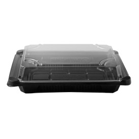 Sushi Tray and Lid PLA Black 13,0x18 cm (600 Units)