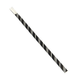 Paper Spoon Straw Straight Black with White Stripes Ø0,8cm 20cm (100 Units)