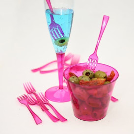 Plastic Stemmed Flute Sparkling Wine Raspberry 100ml (6 Units) 