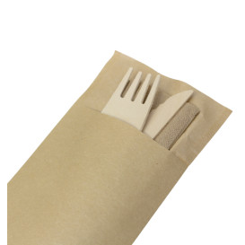 Wooden Cutlery Kit Fork, Knife and Napkin (1.200 Units)