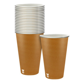 Plastic-Free Paper Cup 12 Oz/360ml "Caramel" Ø8cm (50 Units)