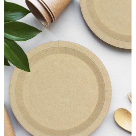 Paper Plate Round Greaseproof Shape Kraft Ø22cm 245g/m² (350 Units) 