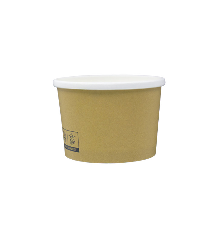 Kraft Carton Pot with White Border 250ml Ø9,0cm (25 Units)