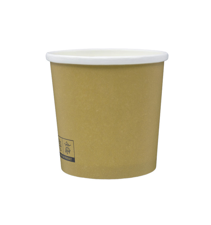 Kraft Carton Pot with White Border 350ml Ø9,0cm (25 Units) Kraft Carton Pot with White Border 350ml Ø9,0cm (25 Units)