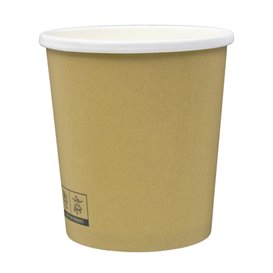 Kraft Carton Pot with White Border 450ml Ø9,8cm (25 Units)