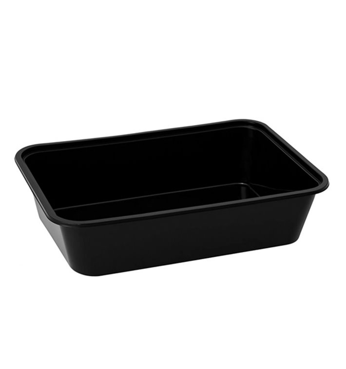 Rectangular Container in PP Black with Lid 500ml 17,3x11,9cm (50 Units) Rectangular Container in PP Black with Lid 500ml 17,3x11,9cm (50 Units)