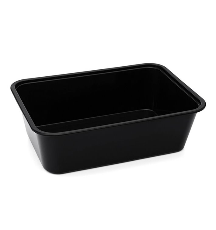 Rectangular Container in PP Black with Lid 750ml 17,3x11,9cm (50 Units) Rectangular Container in PP Black with Lid 750ml 17,3x11,9cm (50 Units)