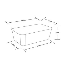 Rectangular Container in PP Black with Lid 1.000ml 17,3x11,9cm (50 Units)
