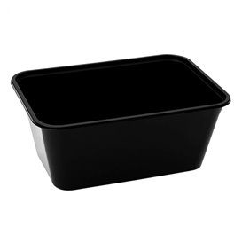 Rectangular Container in PP Black with Lid 1.000ml 17,3x11,9cm (50 Units)