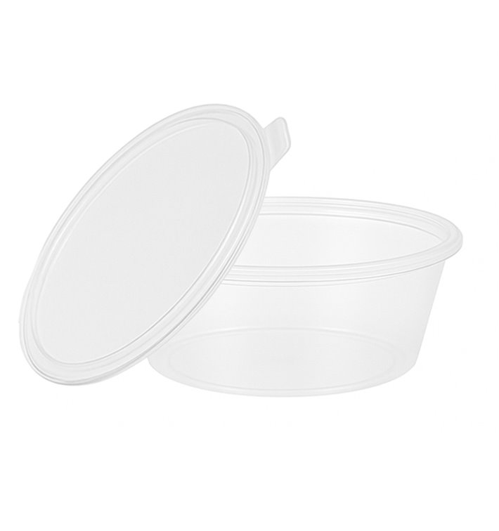 Hinge Sauce Cup in PP with Lid 6Oz/180ml (100 Units) Hinge Sauce Cup in PP with Lid 6Oz/180ml (100 Units)