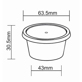Sauce Cup in PP Transparent avec Lid 2Oz/60ml (100 Units)