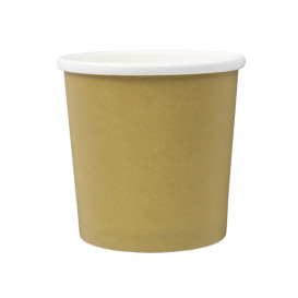 Kraft Carton Pot with White Border 350ml Ø9,0cm (25 Units)