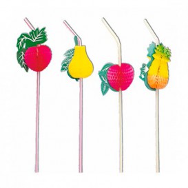 Plastic Straw Flexible PS Fruit Design Ø0,5cm (50 Units) 33cm (50 Units) 