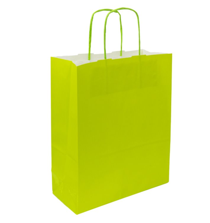 Paper Bag with Handles Green 90g/m² 28+10x22 cm (25 Units) Paper Bag with Handles Green 90g/m² 28+10x22 cm (25 Units)