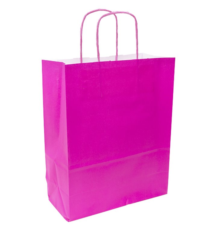 Fuchsia paper bag with handles 90g/m² 28+10x22 cm (250 Units) Fuchsia paper bag with handles 90g/m² 28+10x22 cm (250 Units)