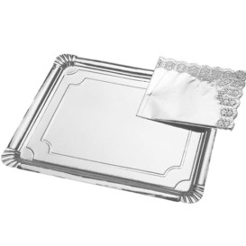Paper Tray Rectangular shape Silver 25x34cm (400 Units)