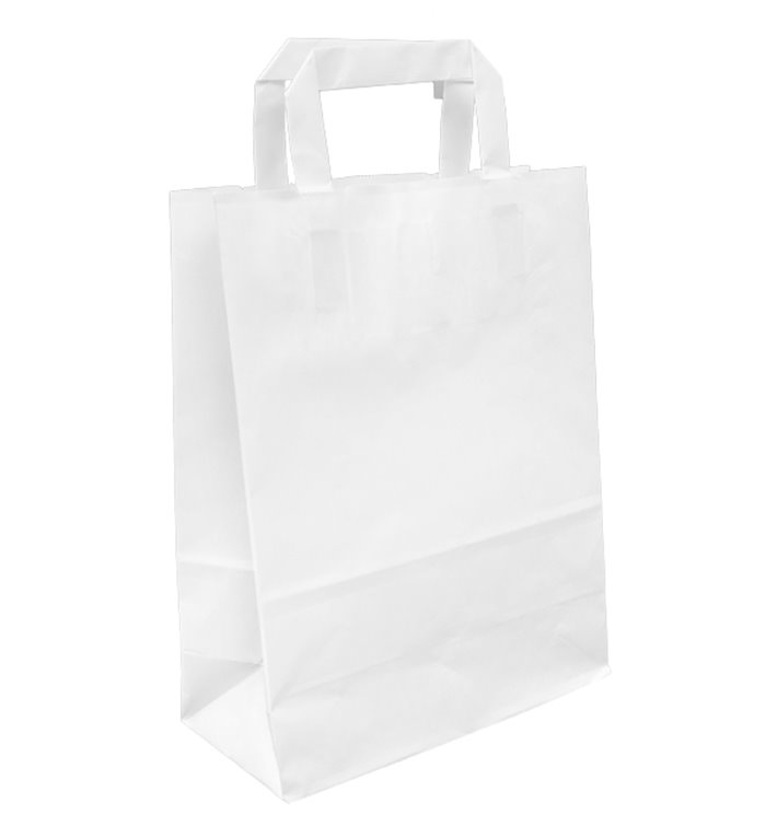 Paper Bag with Handles Kraft White 100g/m² 22+11x27cm (250 Units) Paper Bag with Handles Kraft White 100g/m² 22+11x27cm (250 Units)