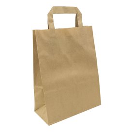 Flat Handle Kraft Paper Bags 80g/m² 22+10x28cm (50 Units)