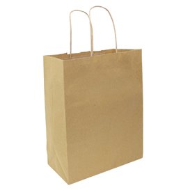 Flat Handle Kraft Paper Bags 80g/m² 22+10x28cm (250 Units)