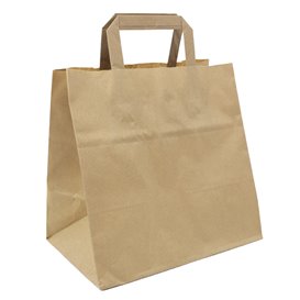 Paper Bag with Handles Kraft Flat 70g/m² 25+17x26cm (50 Units)