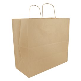 Paper Bag with Handles Kraft Flat 70g/m² 25+17x26cm (50 Units)