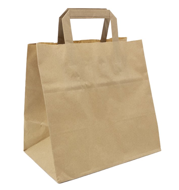 Paper Bag with Handles Kraft Flat 70g/m² 25+17x26cm (50 Units) Paper Bag with Handles Kraft Flat 70g/m² 25+17x26cm (50 Units)