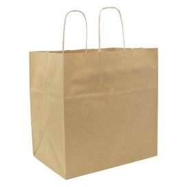 Paper Bag with Handles Kraft Flat 70g/m² 25+17x26cm (250 Units)
