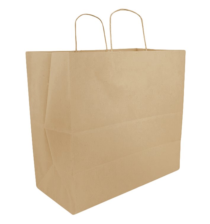 Paper Bag with Handles Kraft Flat 70g/m² 25+17x26cm (250 Units) Paper Bag with Handles Kraft Flat 70g/m² 25+17x26cm (250 Units)