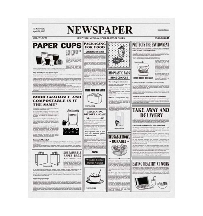 Graseproof paper Wrap Times 20x24,5cm (1.000 Units) Graseproof paper Wrap Times 20x24,5cm (1.000 Units)