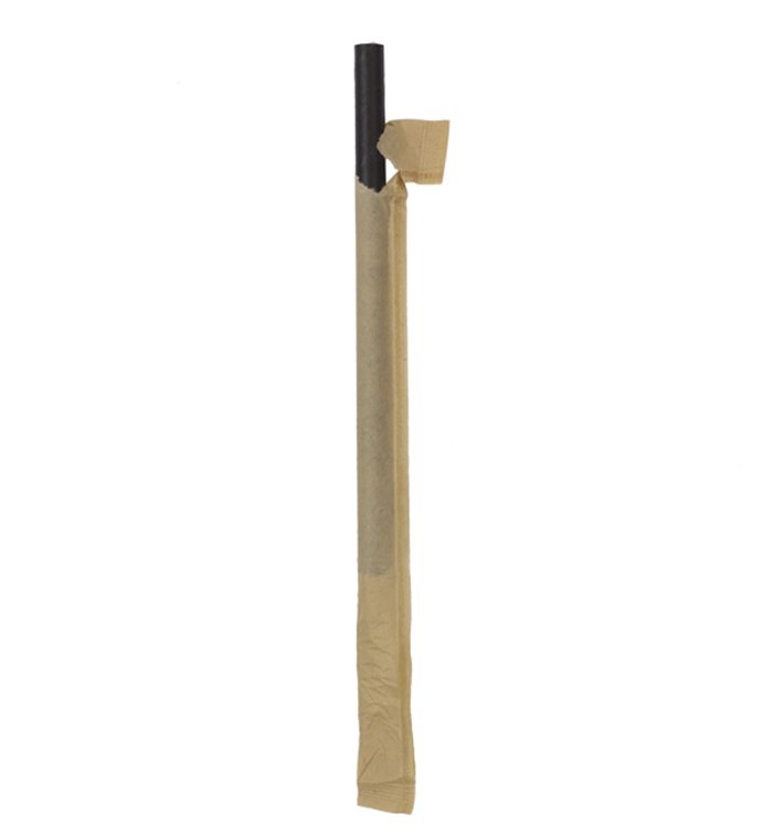 Paper Straw Straight Nature Wrapped With a Kraft Sleeve Ø8mm 14cm (6000 Units) Paper Straw Straight Nature Wrapped With a Kraft Sleeve Ø8mm 14cm (6000 Units)