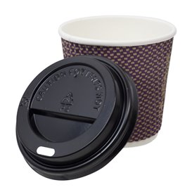Lid with Hole for Paper Cup 7Oz Black Ø7,2cm (100 Units) Lid with Hole for Paper Cup 7Oz Black Ø7,2cm (100 Units)