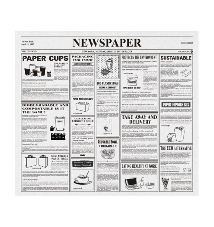 Paper Food Wrap Grease-Proof "Periodico" 28x31cm (1000 Units) Paper Food Wrap Grease-Proof "Periodico" 28x31cm (1000 Units)