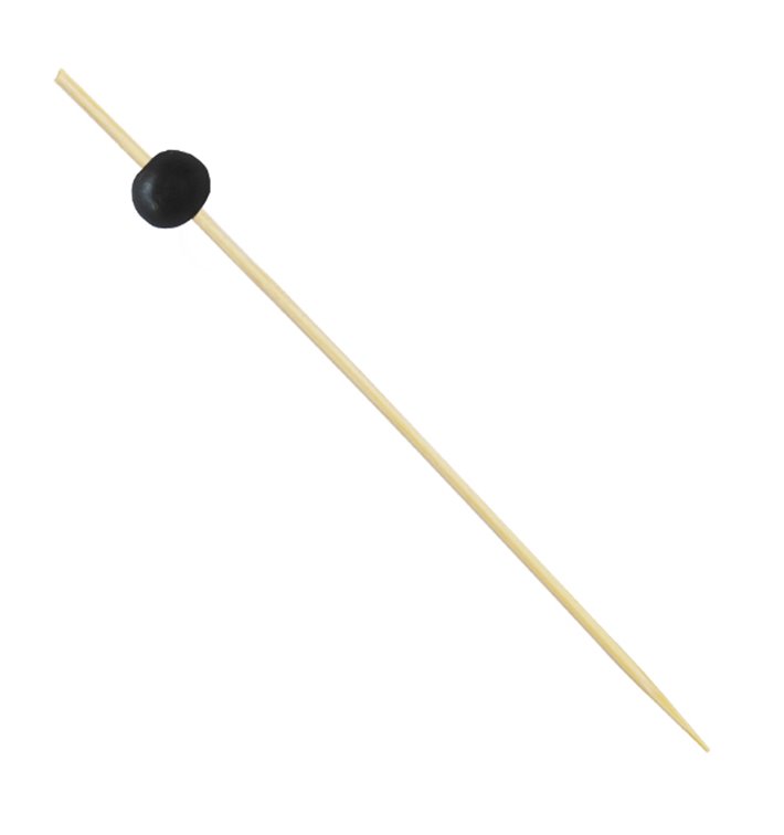 Bamboo Food Pick "Big Ball" Design Black 12,5cm (100 Units) Bamboo Food Pick "Big Ball" Design Black 12,5cm (100 Units)