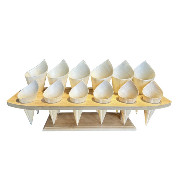 Bamboo Serving Cone Holder 12 Slots (1 Units) Bamboo Serving Cone Holder 12 Slots (1 Units)