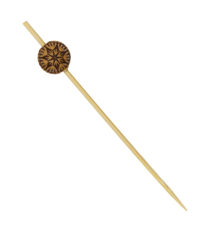 Bamboo Food Pick Ethnic Design 9cm (200 Units)  