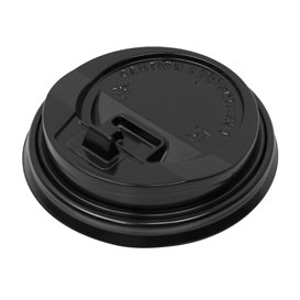 Lid with Hole for Paper Cup 7Oz Black Ø7,2cm (100 Units)