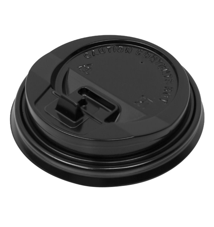 Lid with Hole for Paper Cup 7Oz Black Ø7,2cm (100 Units) Lid with Hole for Paper Cup 7Oz Black Ø7,2cm (100 Units)