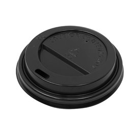 Lid with Hole for Paper Cup 7Oz Black Ø7,2cm (50 Units) Lid with Hole for Paper Cup 7Oz Black Ø7,2cm (50 Units)