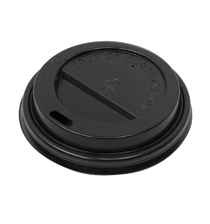 Lid with Hole for Paper Cup 7Oz Black Ø7,2cm (50 Units) Lid with Hole for Paper Cup 7Oz Black Ø7,2cm (50 Units)
