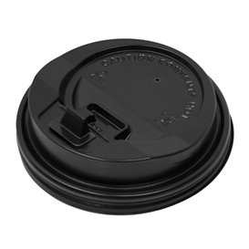 Lid for Paper Cup Hole Black Carton 8, 9, 12 Oz Ø8,0cm (50 Units)   Lid for Paper Cup Hole Black Carton 8, 9, 12 Oz Ø8,0cm (50 Units)