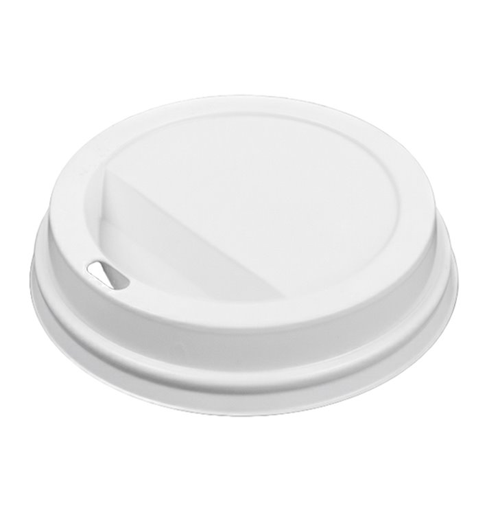 Lid with Hole for Paper Cup 7Oz White Ø7,2cm (50 Units)