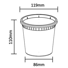 Plastic Deli Range Container in PP Transparent with Lid 720ml (240 Units)