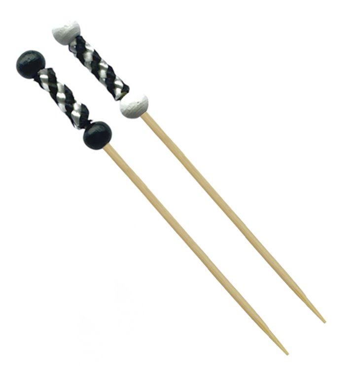 Bamboo Food Pick Black and White Design 12cm (100 Units) Bamboo Food Pick Black and White Design 12cm (100 Units)