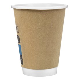 Cardboard Cup 12Oz/360ml Double Wall Smooth Kraft Ø9cm (500 Units)