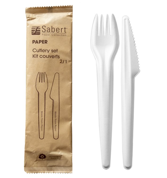 Kraft Cardboard Cutlery Kit Fork and Knife (50 Units) Kraft Cardboard Cutlery Kit Fork and Knife (50 Units)