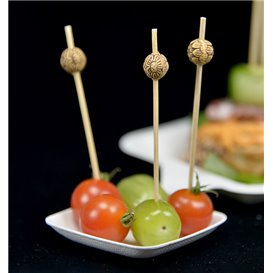 Bamboo Food Pick Ethnic Design 9cm (200 Units)  